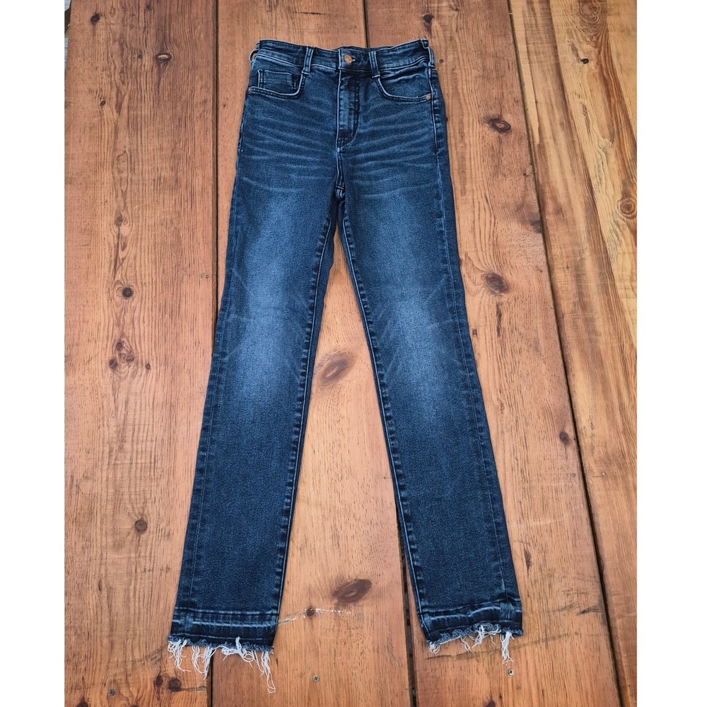 Anthropologie Pilcro High Rise Cigarette Jeans Dark Wash Raw Hem 25